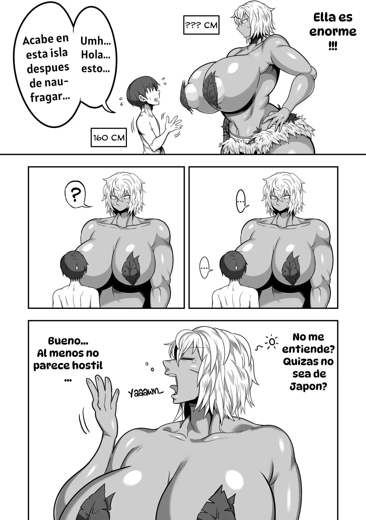 Mujintou de Dekashiri Muchimuchi Amazon-san to Asedaku SEX｜Apasionado Sexo Sudoroso con una Amazona Culona en una Isla Desierta page 5 full