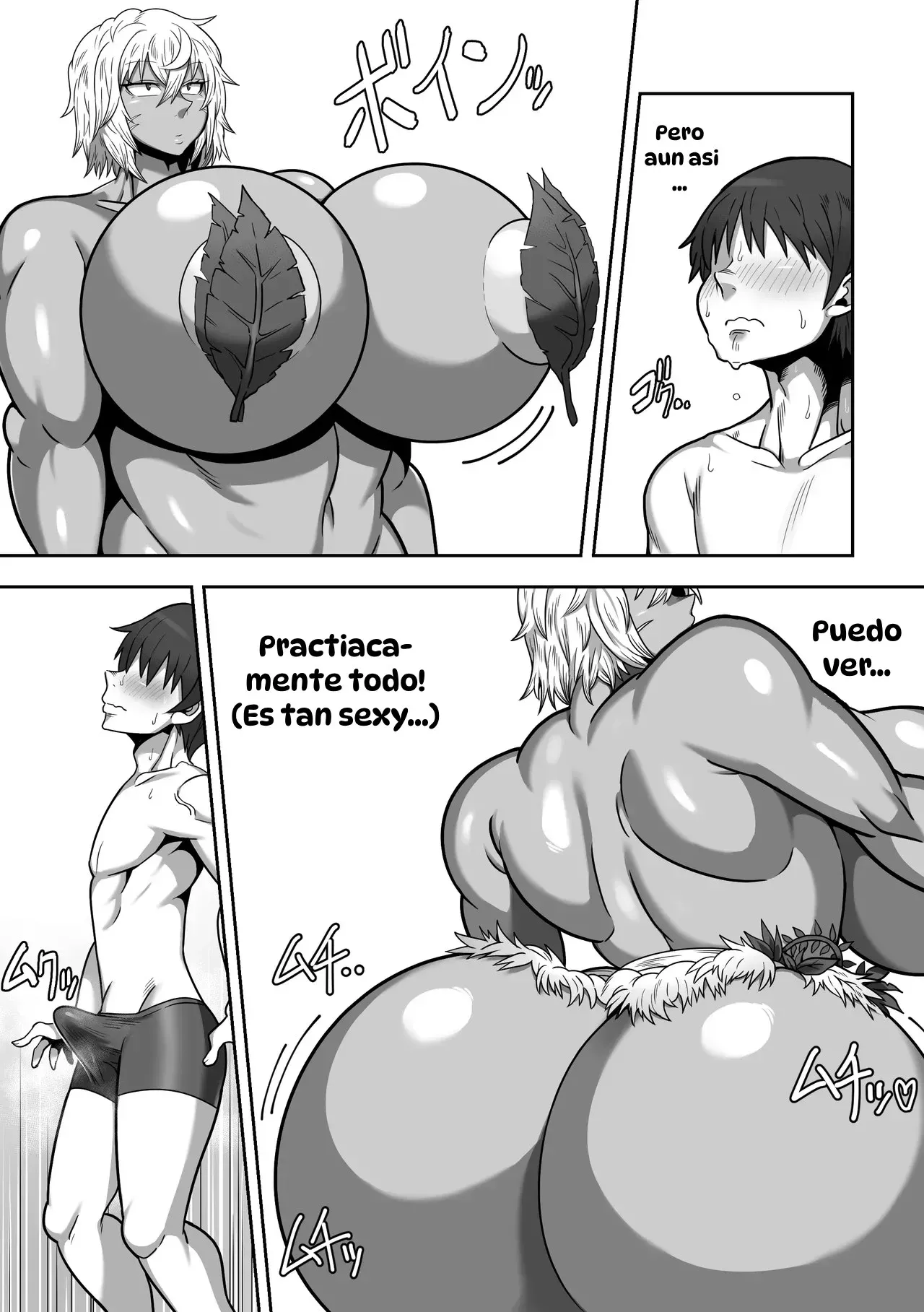 Mujintou de Dekashiri Muchimuchi Amazon-san to Asedaku SEX｜Apasionado Sexo Sudoroso con una Amazona Culona en una Isla Desierta page 6 full