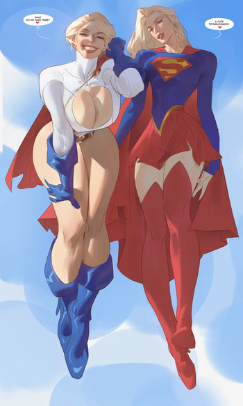 Power Girl &amp; Supergirl Tag-team! cover