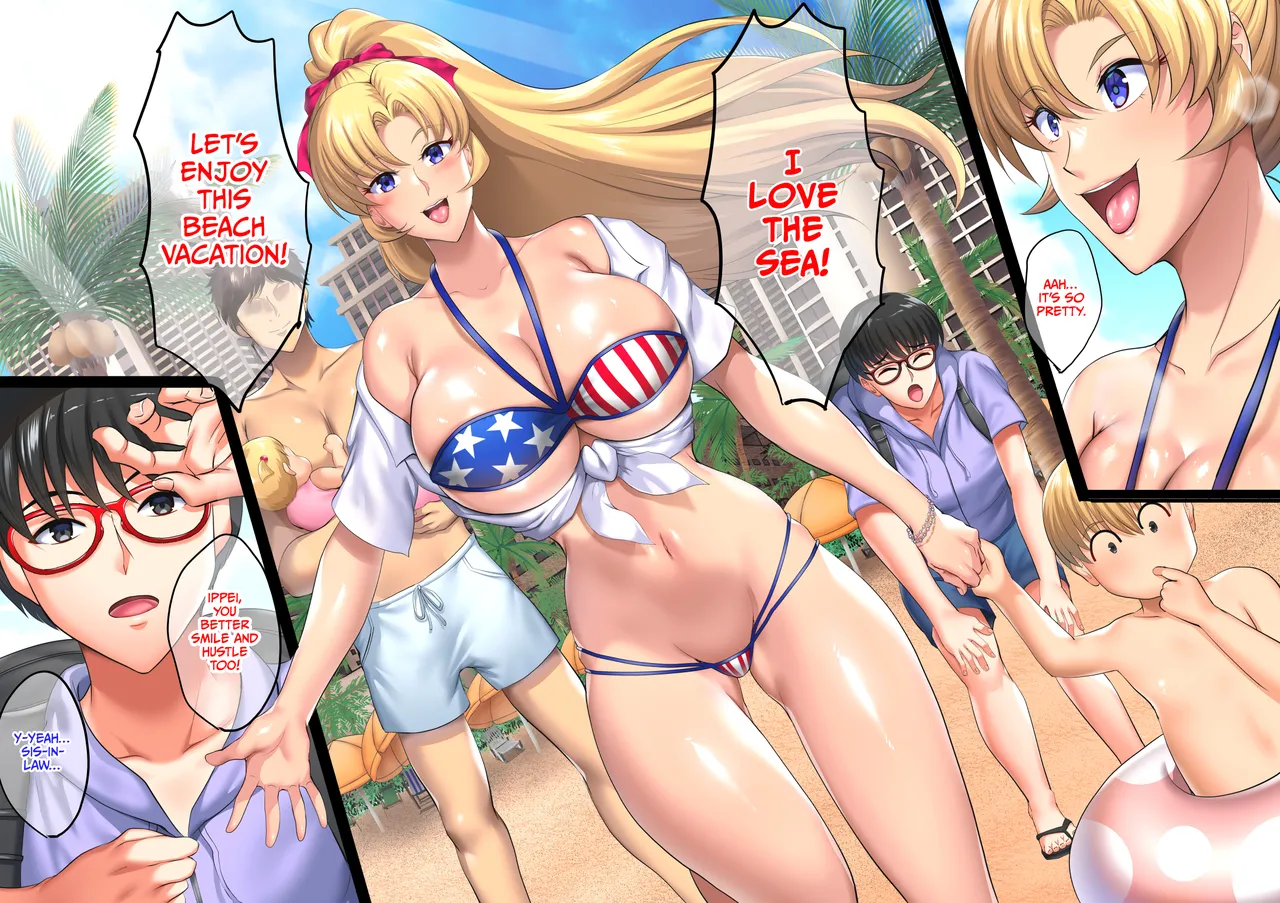 InCha Otouto ga Nangoku Beach de Kinpatsu Bakunyuu Oyako o Matomete Netotte Haramaseru Hanashi page 3 full
