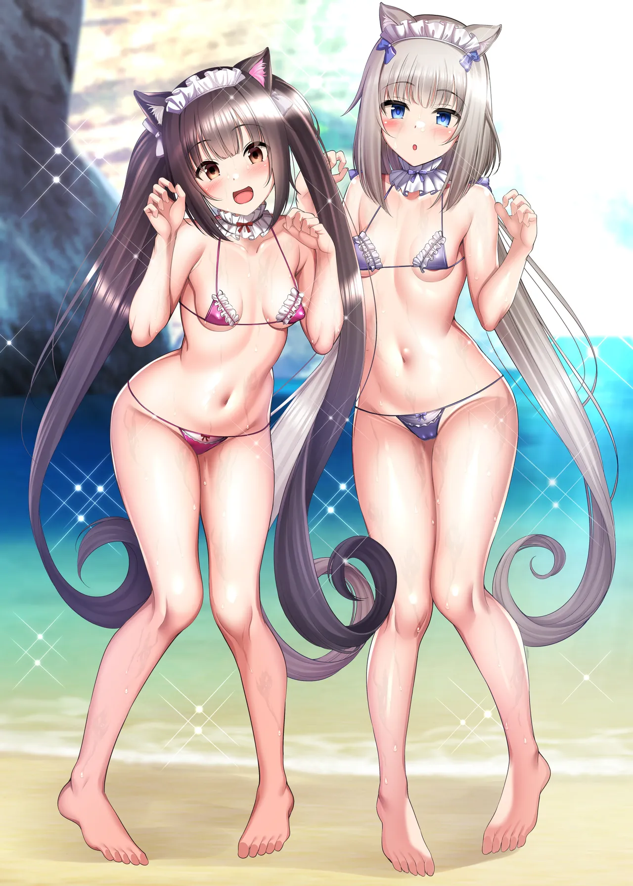 ネコパラシリーズのチョコラとバニラのメイドビキニ絵 page 4 full