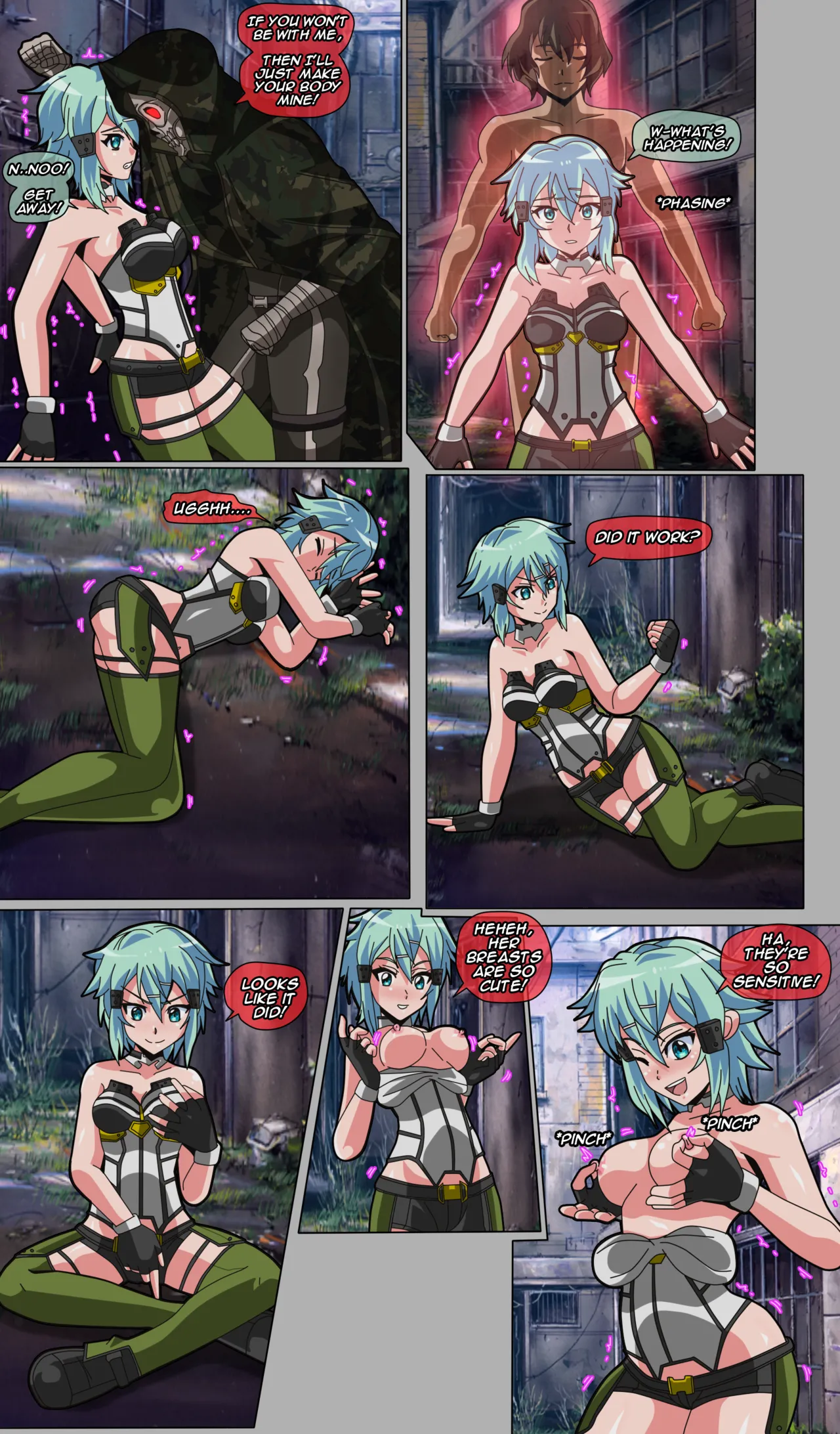 Deathgun takes over Sinon's Avatar and IRL body! page 1 full