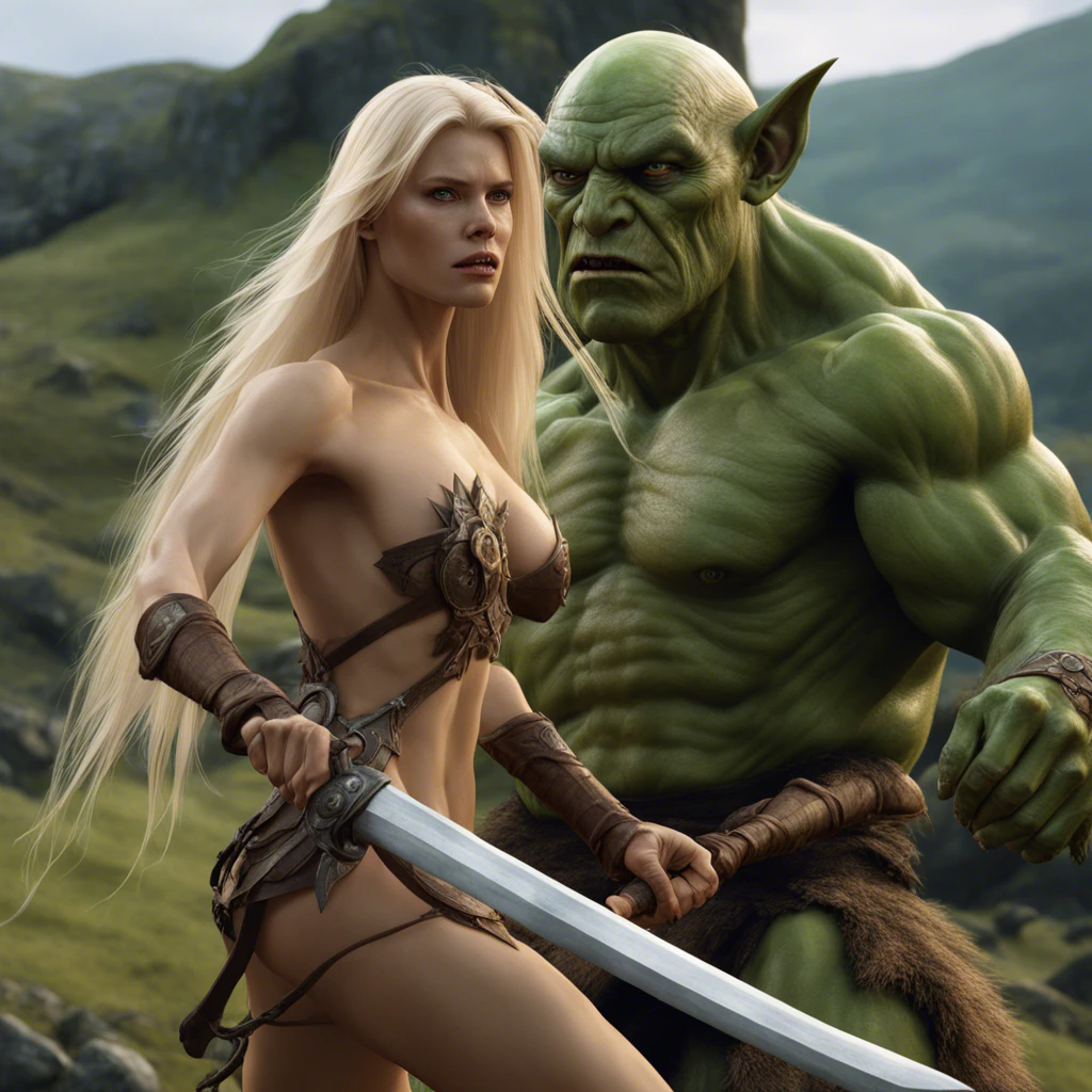 Elf huntress fights Orc page 4 full