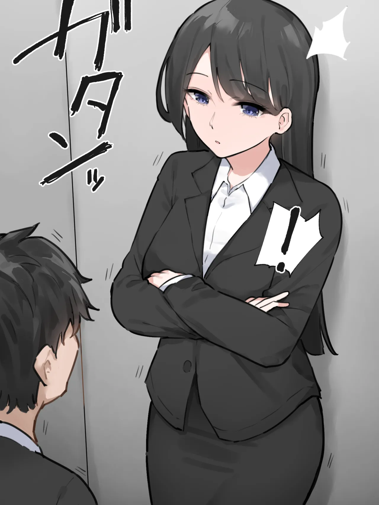 故障したエレベーターに乗り合わせた会社の先輩が我慢の限界だった page 2 full