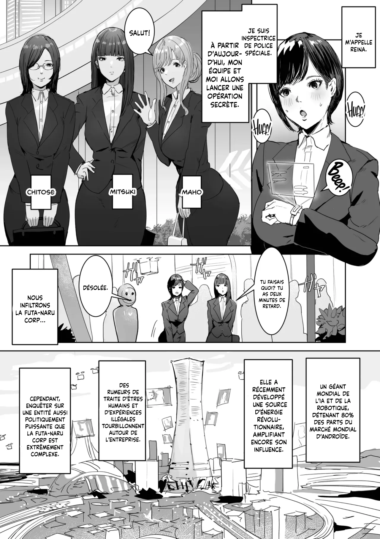 Haiteku Kigyou ni Sennyuu shitara Futanari Android ni Kaizou Sareta | Quand j'ai infiltré une entreprise high-tech, j'ai été transformée en un androïde futanari obscène page 6 full