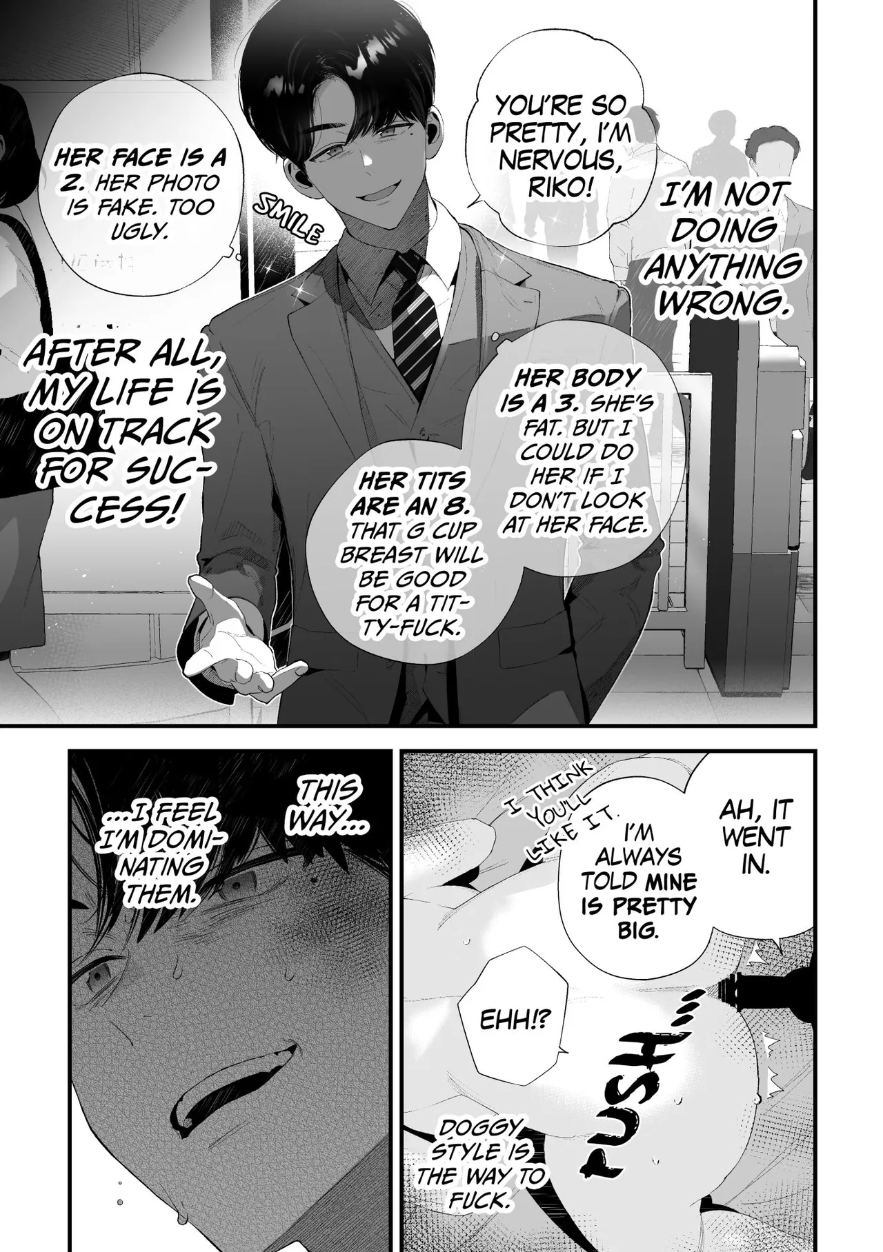 Kuzu na Elite Shinnyuu Shain-kun Kyousei Chinpo Marudashi Enkaigei de Buzama Ochi | The Unsightly Nude Performance of an Elite Employee page 9 full