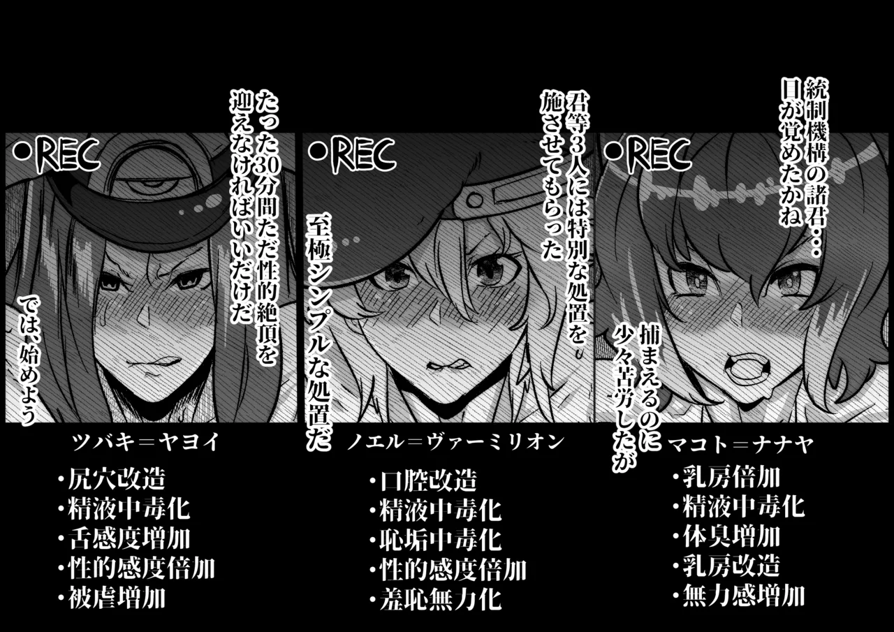 ブレイブルーのノエル、ツバキ、マコト 仲良し3人組の敗北凌辱屈服肉便器化 page 1 full