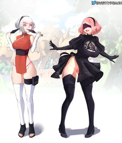 [Puri] Sakura and 2B change clothes! And... 9S is small... (Boruto, Nier Automata)