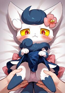Meowstic with her owner [AI Generated]