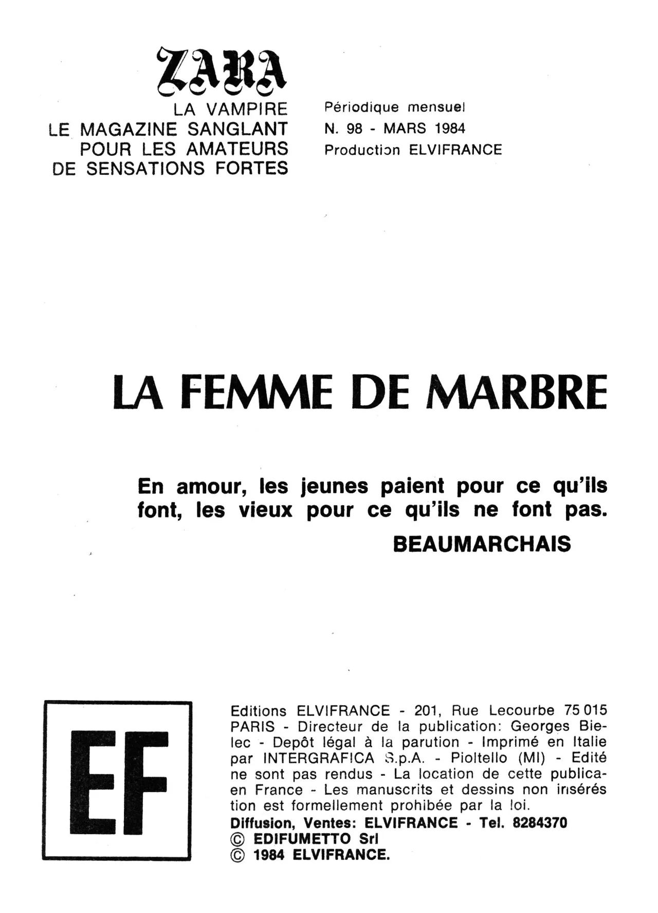 Zara la Vampire 098 - La femme de marbre page 3 full