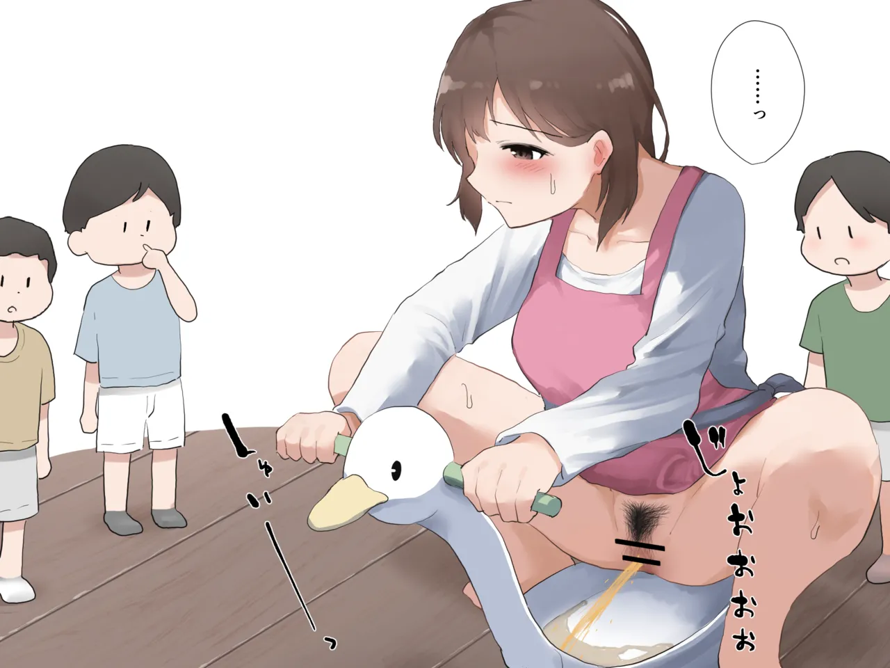 園児たちにおまるの使い方を教える保育士の女の子 page 5 full