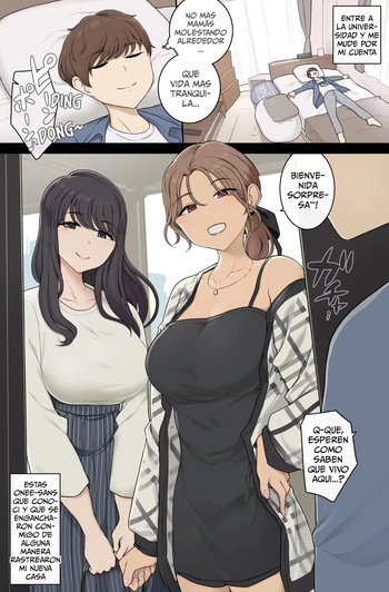 Keitai Choushin Onee-san-tachi ni Shinkyo o Yaribeya ni Sareru Hanashi | Unas Onee-sans Altas y Tetonas Transformaron mi Nueva Casa en un Calabozo Sexual cover