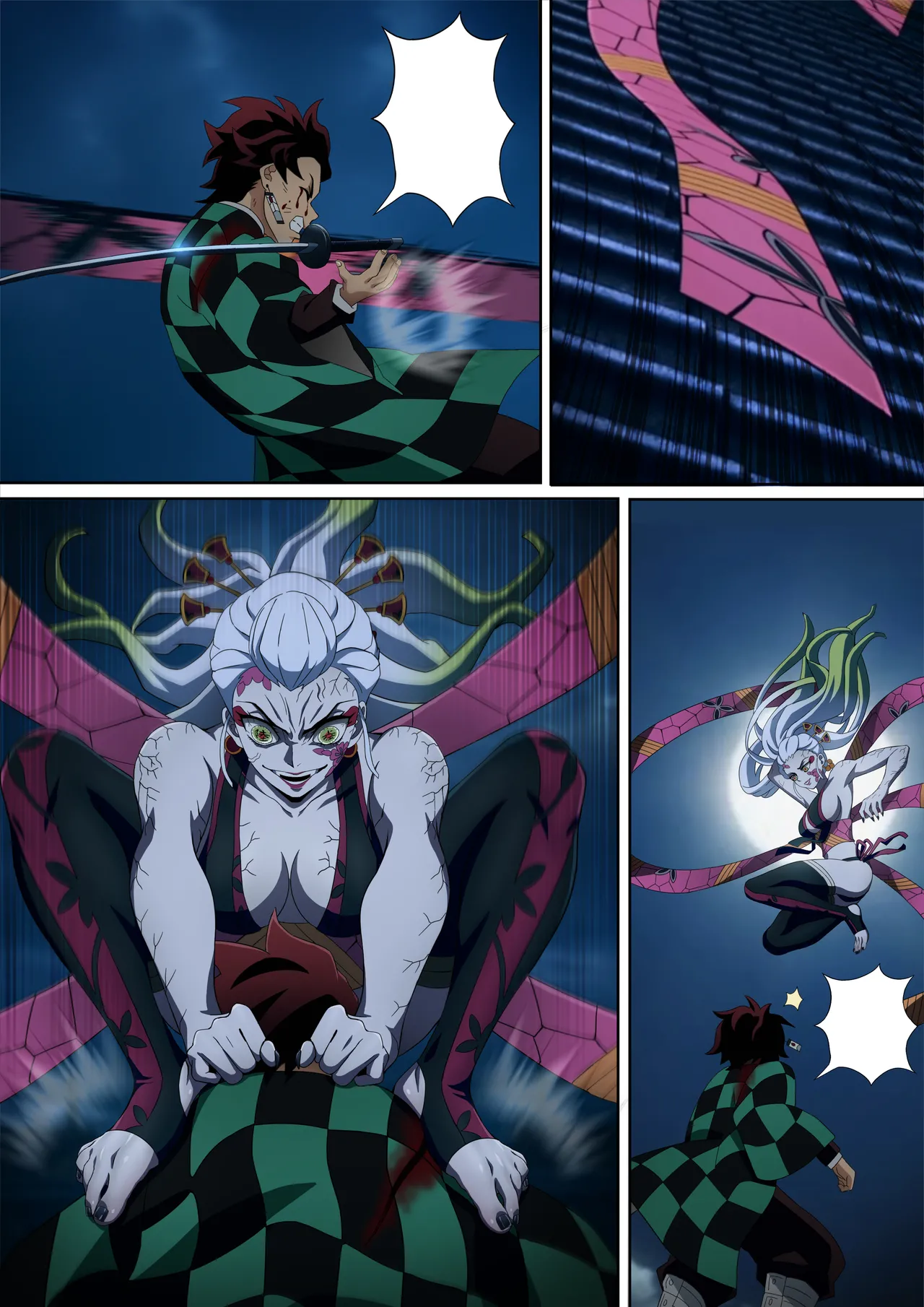 Daki’s Blood Demon Art：Trample 堕姫の血鬼術・紅蓮践踏（Part 1+Part 2 page 8 full