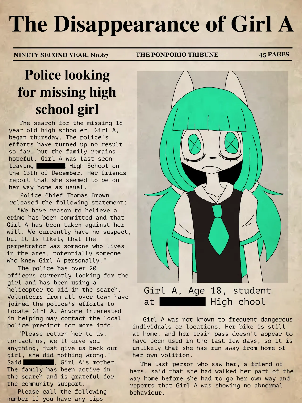 The Disappearance of Girl A: Chapter 1 page 1 full