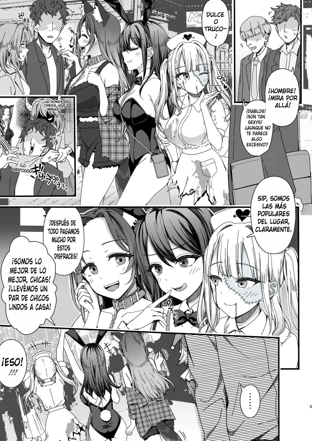 Halloween de Ukareta Gal-tachi ni Saimin Seisai o!!｜¡¡Castigo Hipnótico para las Gals en Halloween!! page 5 full