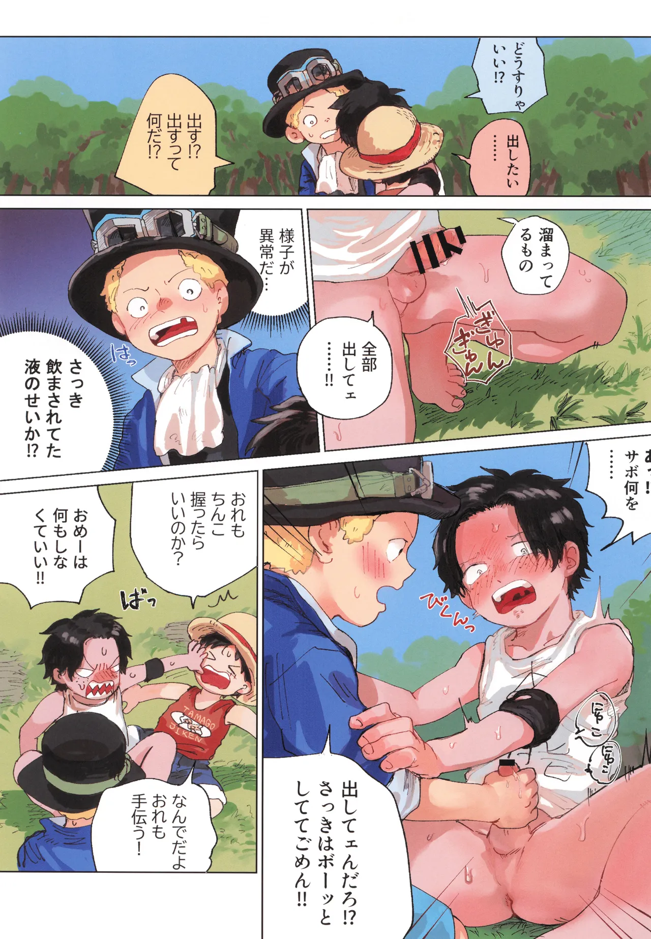Shokushu × Ace Sabo &amp; Luffy biyaku 3P hon page 5 full