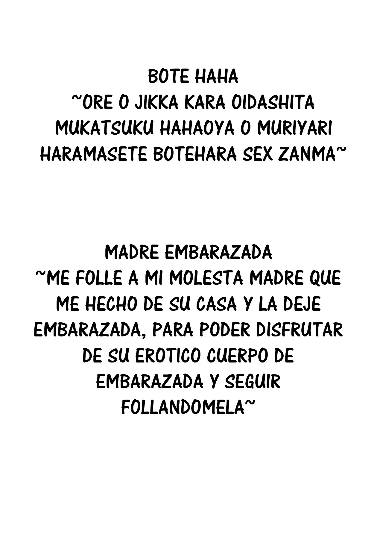 Bote Haha ~Ore o Jikka kara Oidashita Mukatsuku Hahaoya o Muriyari Haramasete Botehara Sex Zanmai!~｜Madre Embarazada ~Me Follé a Mi Molesta Madre que Me Hechó de Su Casa y la Dejé Embarazada, para Poder Disfrutar de Su Erótico Cuerpo de Embarazada y Seguir Follándomela~ page 2 full