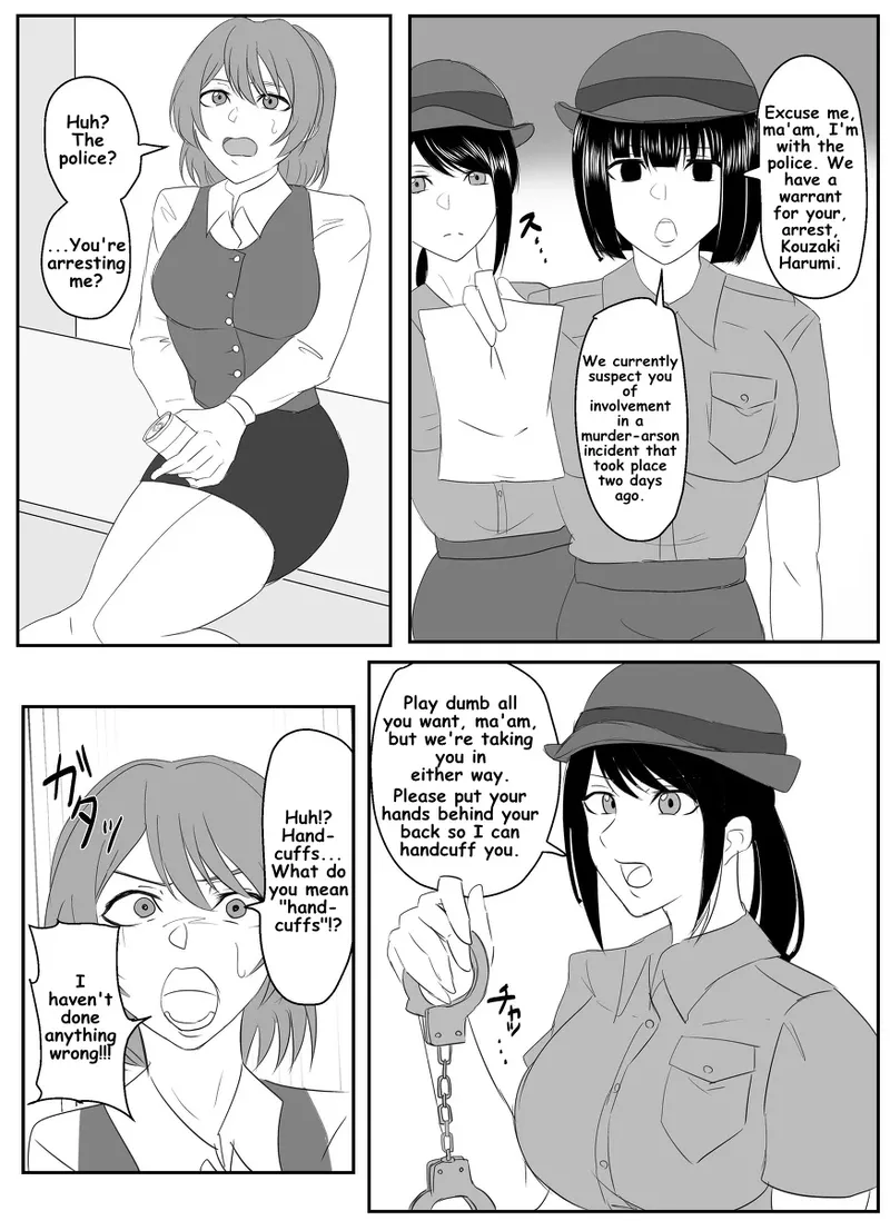 A young lady being arrested. Chapter 1-8 page 1 full
