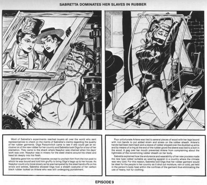 Eneg  - Sabretta Dominates Her Slaves in Rubber page 10 full