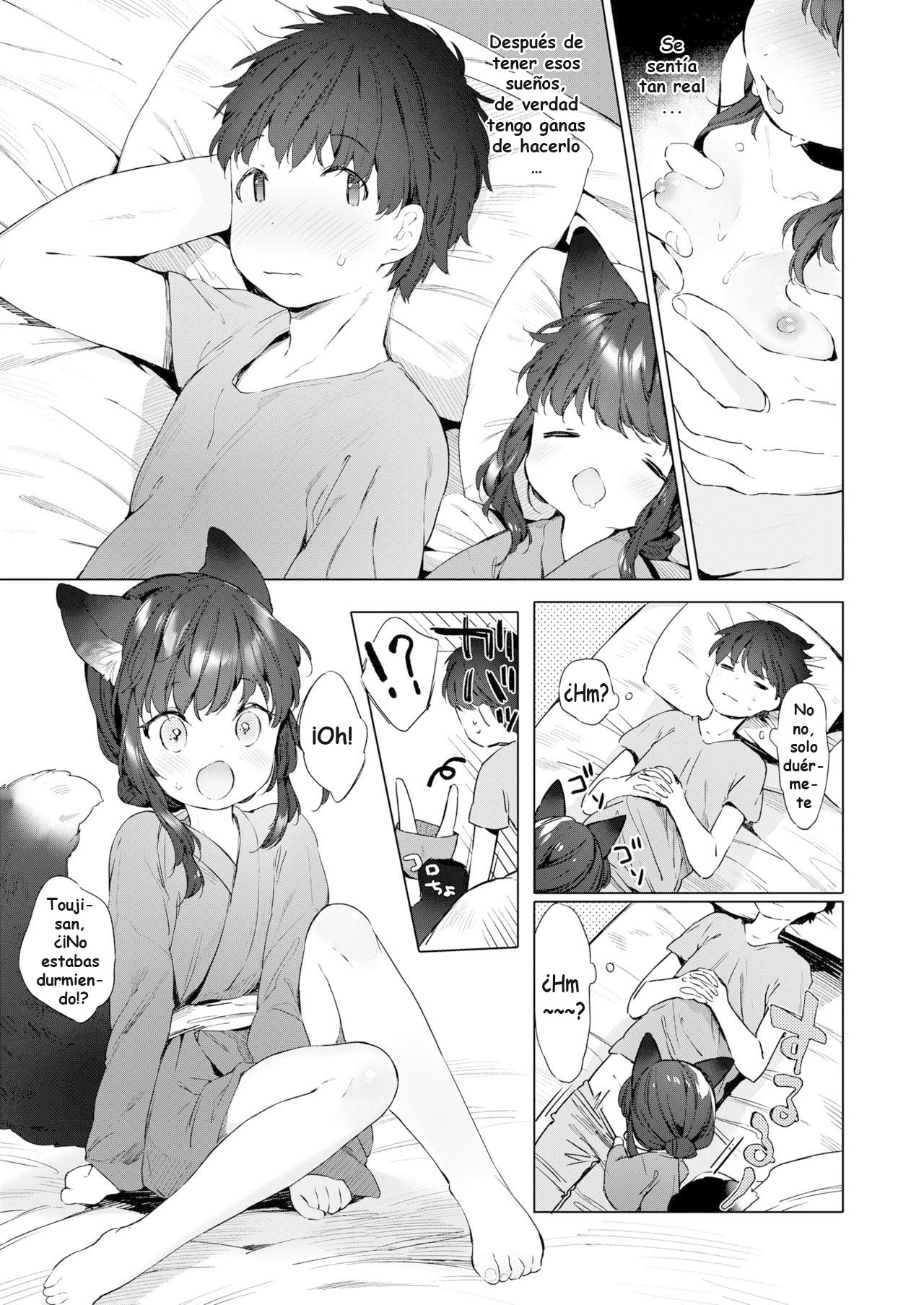 Mutou Mato Yowai 200 Chai Okitsune-chan to Oshidori Fuufu Seikatsu.｜Vida de Pareja Feliz con una Zorrita de 200 Años. page 7 full