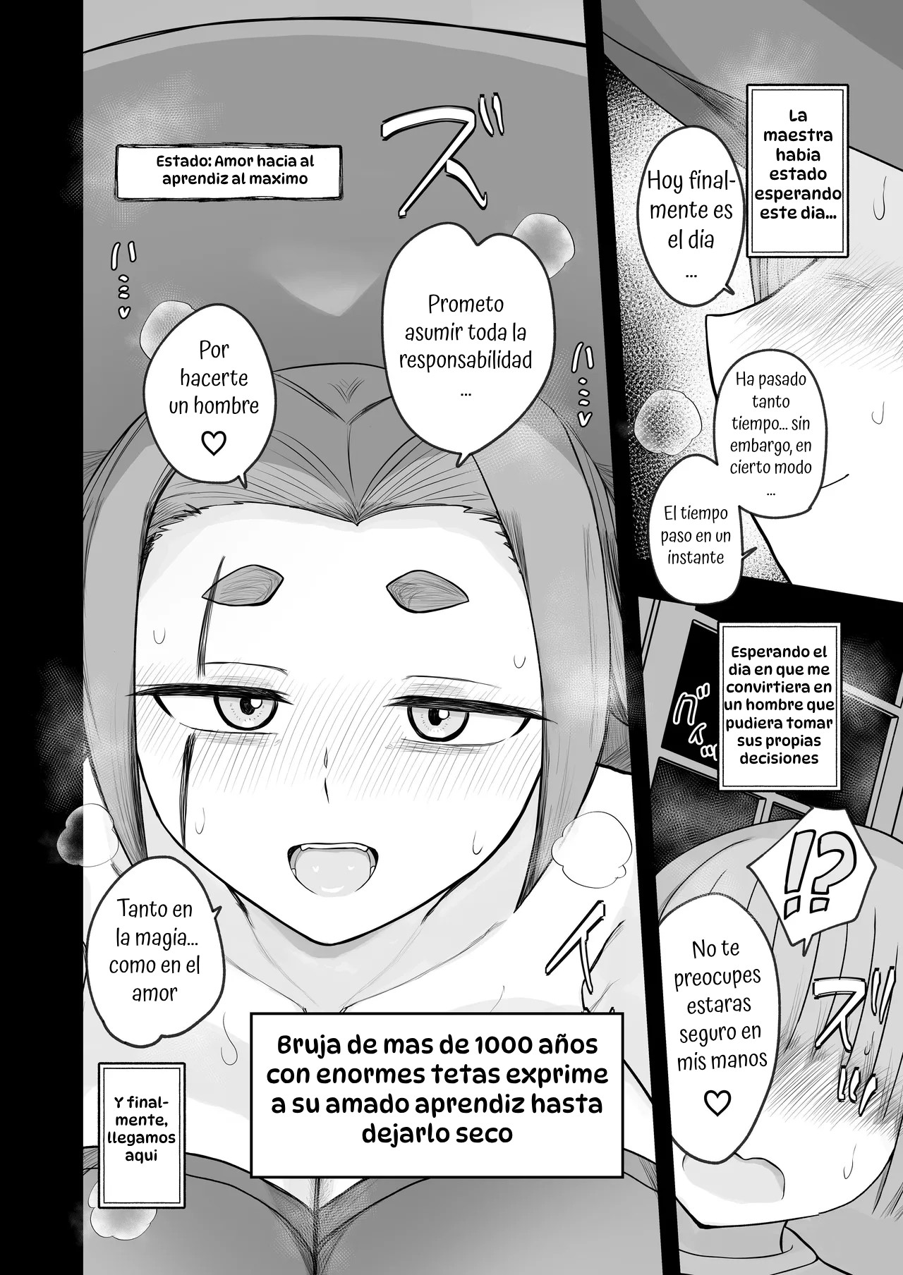 ''Warabe-sotsu Shiken'' de Deshi ♂ Kara Seishi o Shiboritoru Deshi Rabu de Kachi Chi Majo Shishō 1000-sai￪｜El Amado Aprendiz ♂ de la Tetona Bruja Milenaria￪ es Exprimido por su Maestra en su ''Exámen de Graduación'' page 10 full