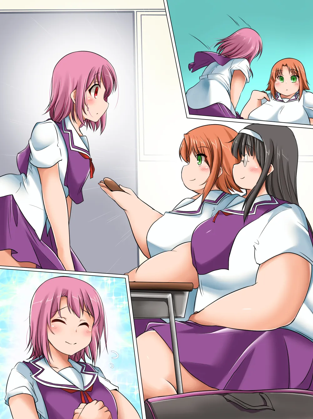 School Girls Weight Gain | 여고생 전학 비만화 만화 page 3 full