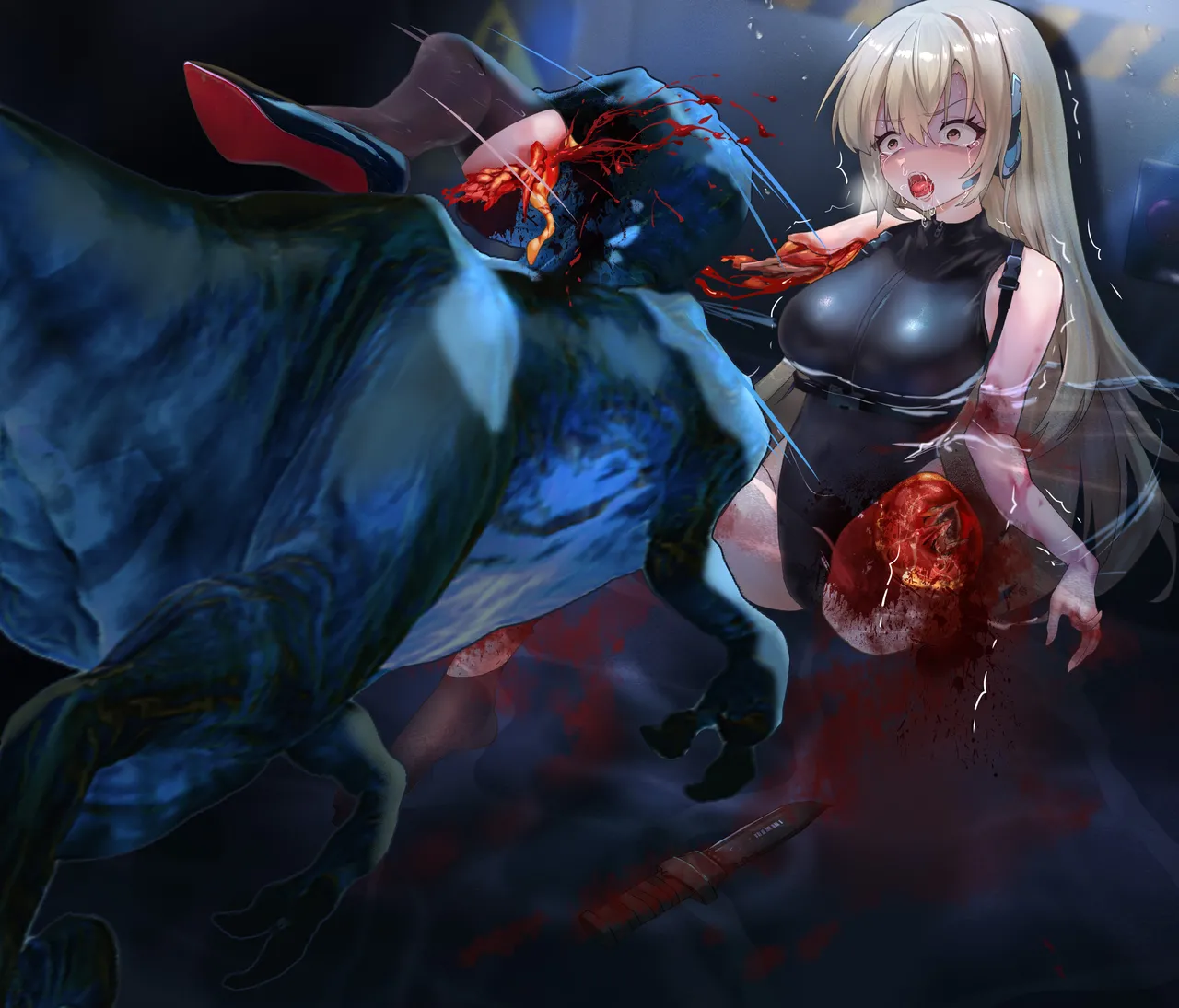 被迅猛龙袭击的女船员（18g） page 5 full