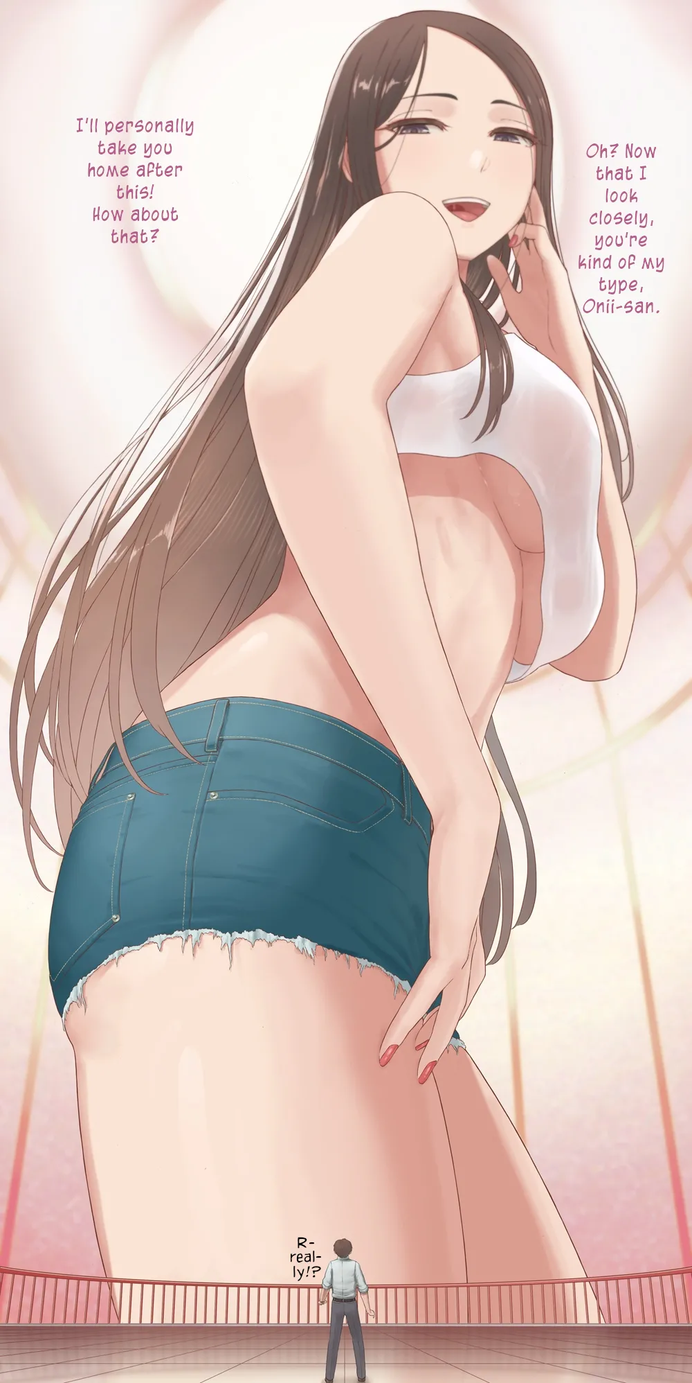 Shinchou 200m no Ecchi na Onee-san | 200m Tall Naughty Onee-san page 1 full