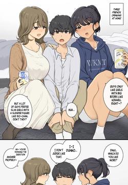 [Wakamatsu] Kyasha to Homan no Ma Ni Tatasa Reru 3P | Threesome Caught Between Slim And Voluptuous [English]