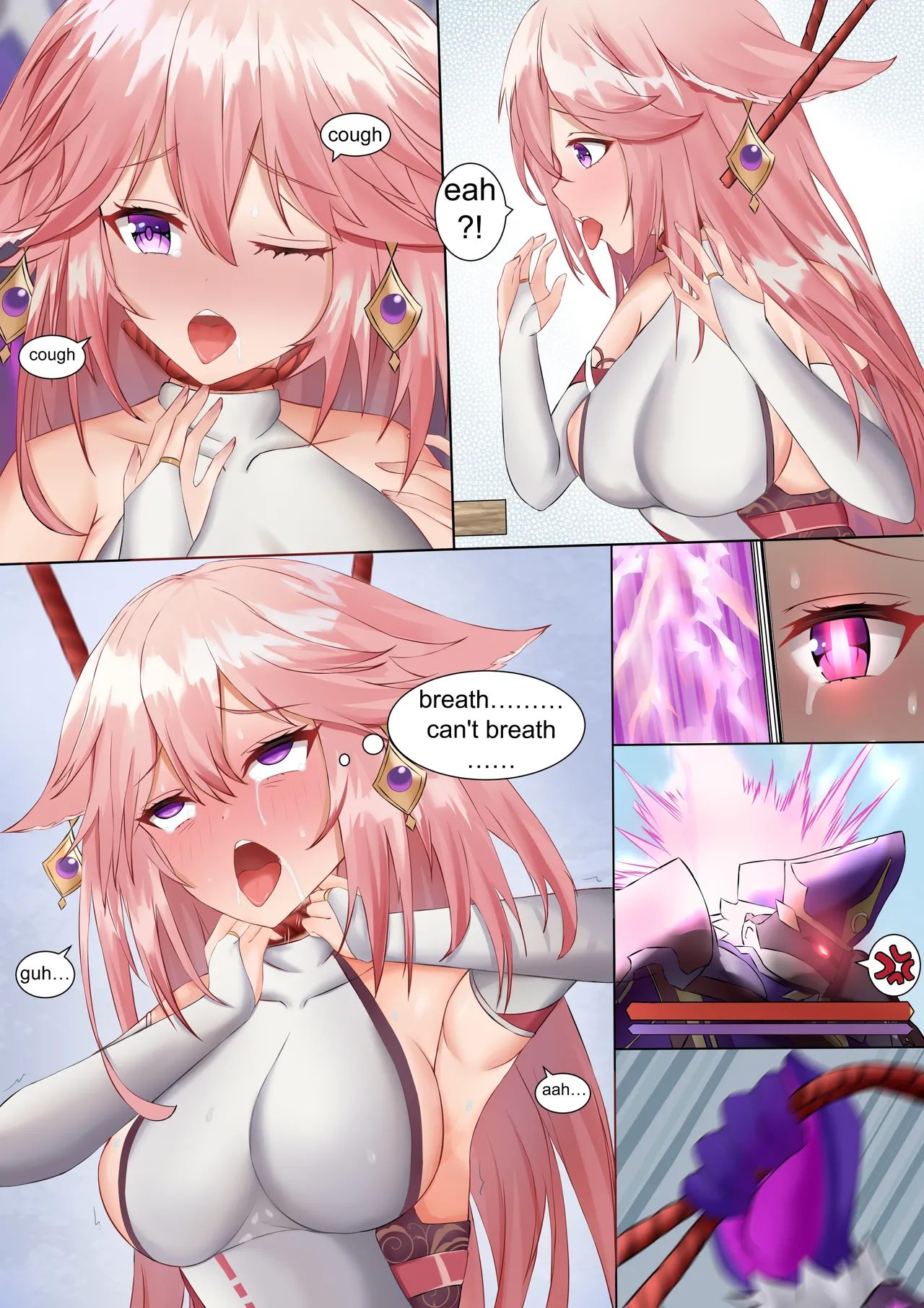 八重神子、モナ，敗北首絞失神 page 9 full