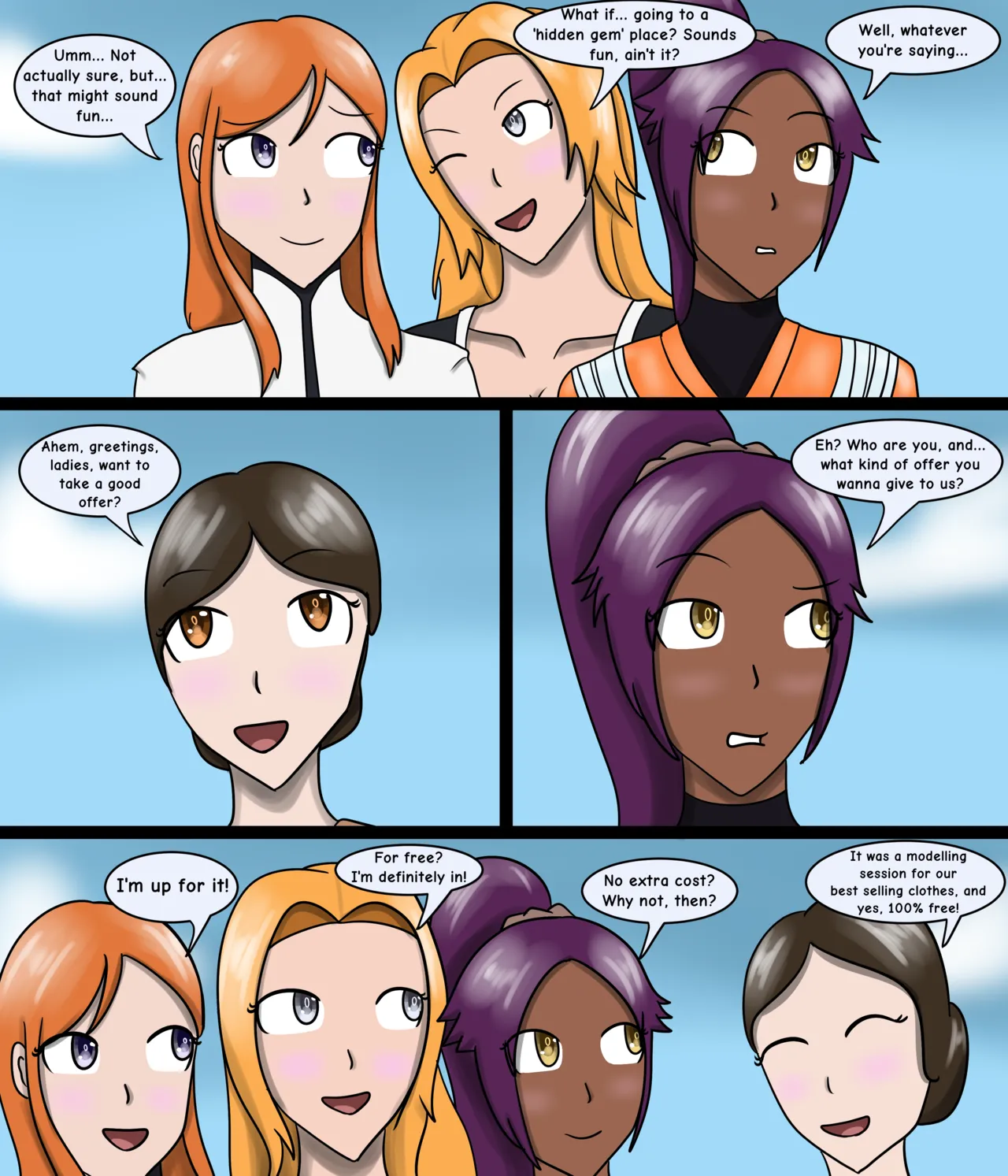 Orihime, Rangiku, Yoruichi page 1 full