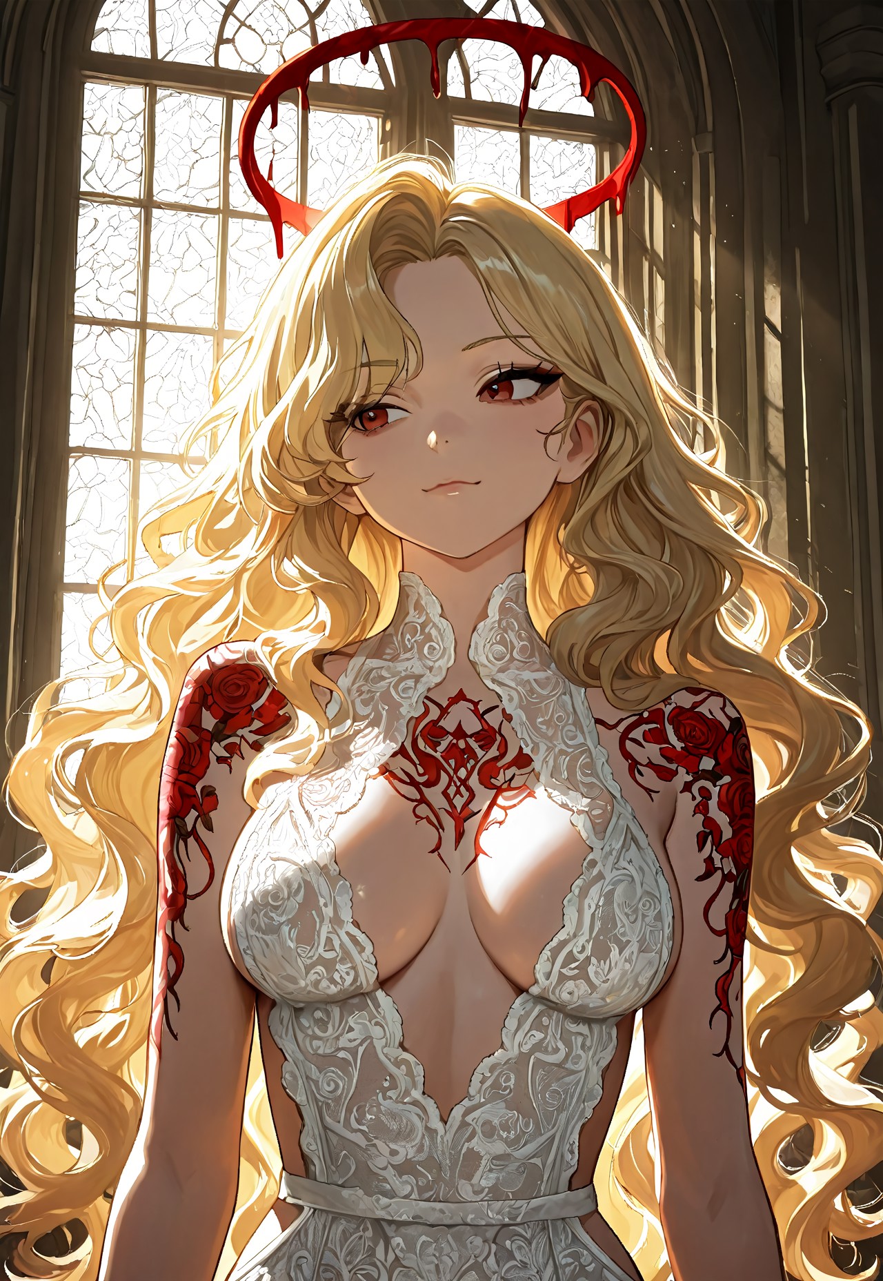 BLONDE'S BACKLESS OUTFIT: BLOOD HALO TATTOO page 6 full