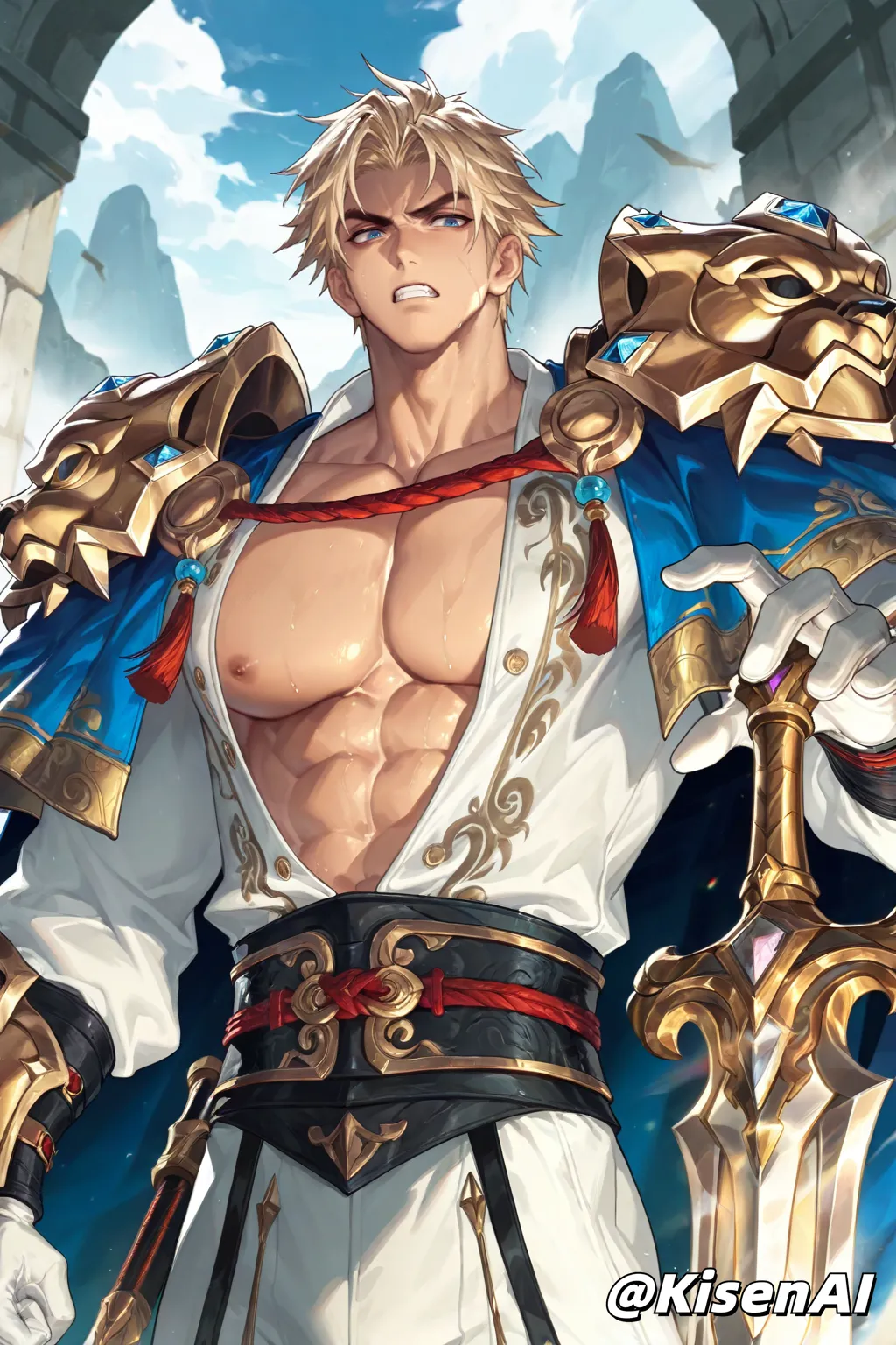 Arthur-亚瑟-荣光之誓-铠甲腹肌肌肉P1-王者荣耀-Honor of Kings-SFW page 7 full