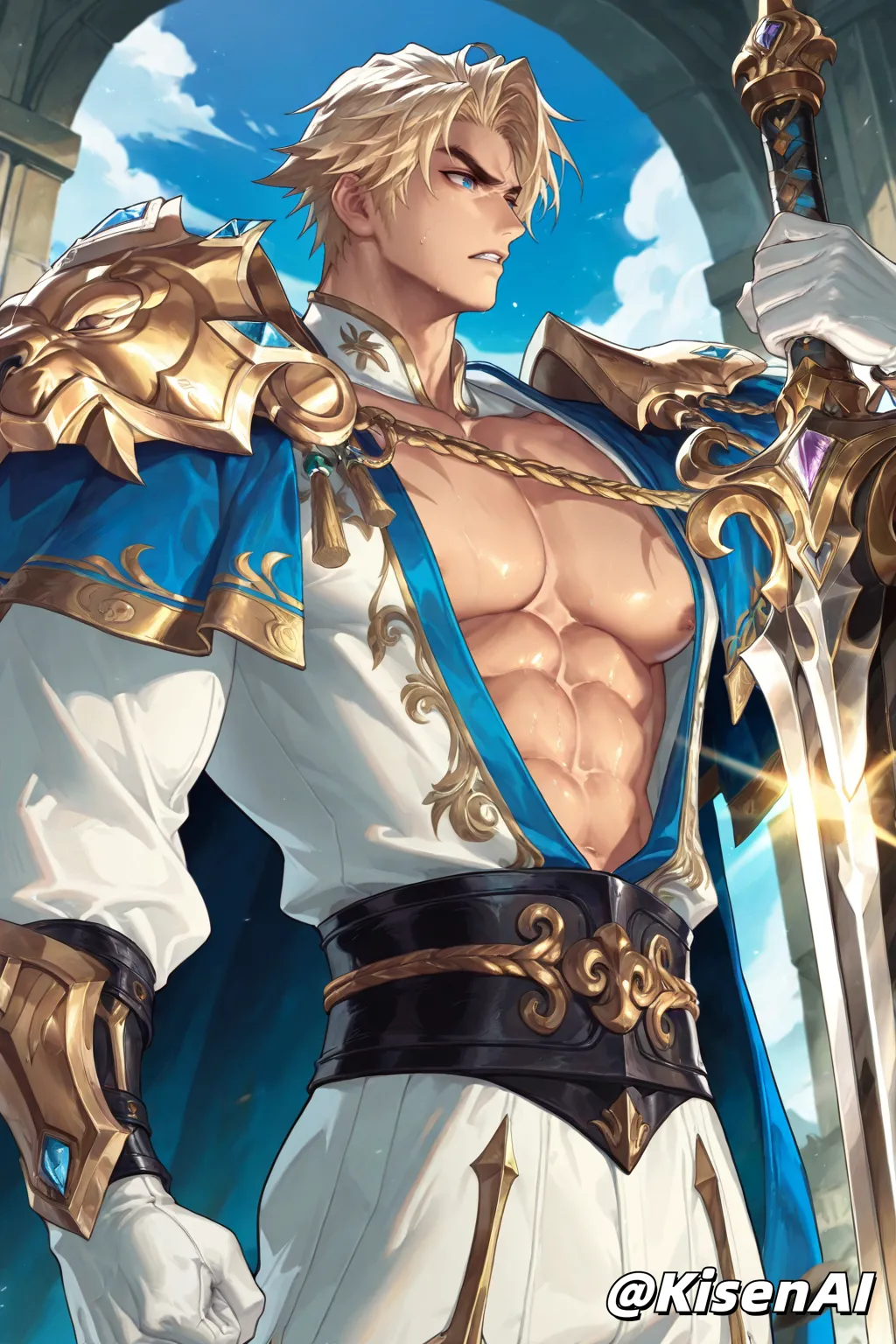 Arthur-亚瑟-荣光之誓-铠甲腹肌肌肉P1-王者荣耀-Honor of Kings-SFW page 8 full