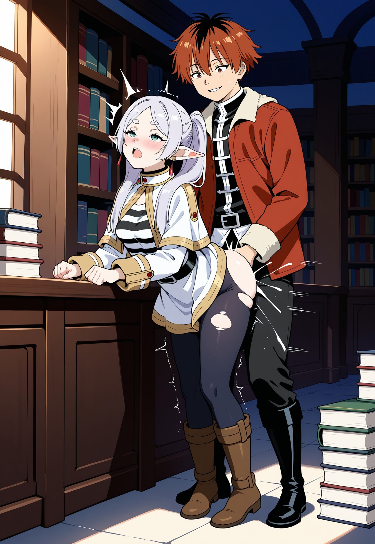 FRIEREN'S SURPRISED CREAMPIE: STANDING DOGGY IN LIBRARY page 10 full