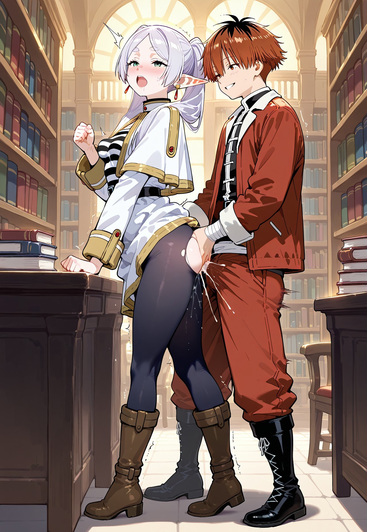 FRIEREN'S SURPRISED CREAMPIE: STANDING DOGGY IN LIBRARY page 6 full