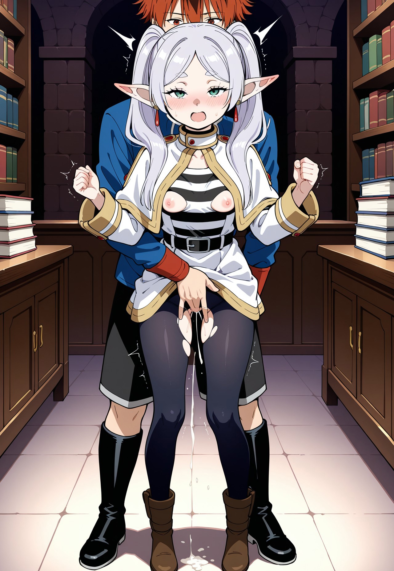 FRIEREN'S SURPRISED CREAMPIE: STANDING DOGGY IN LIBRARY page 7 full