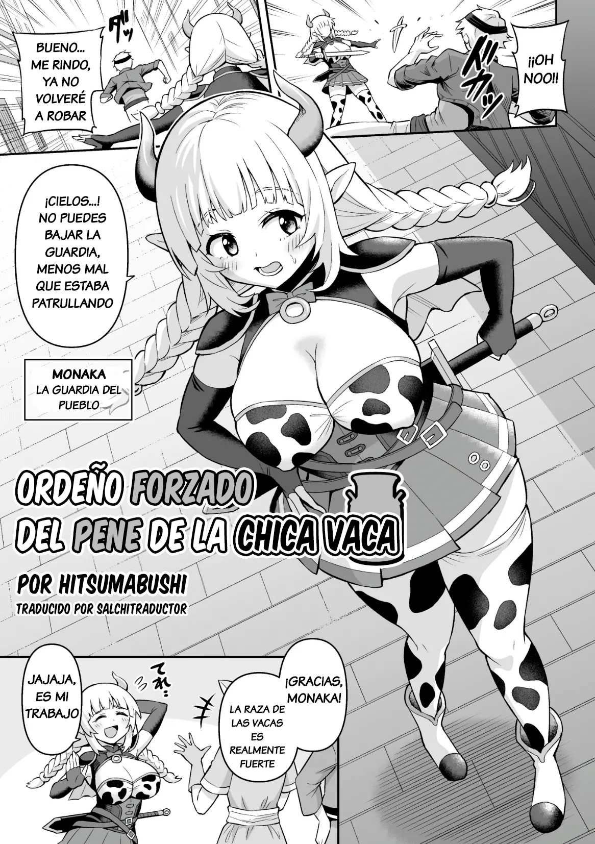 Ushi Musume no Kyousei Oschinpo Miruku | Ordeño Forzado del Pene de la Chica Vaca page 1 full