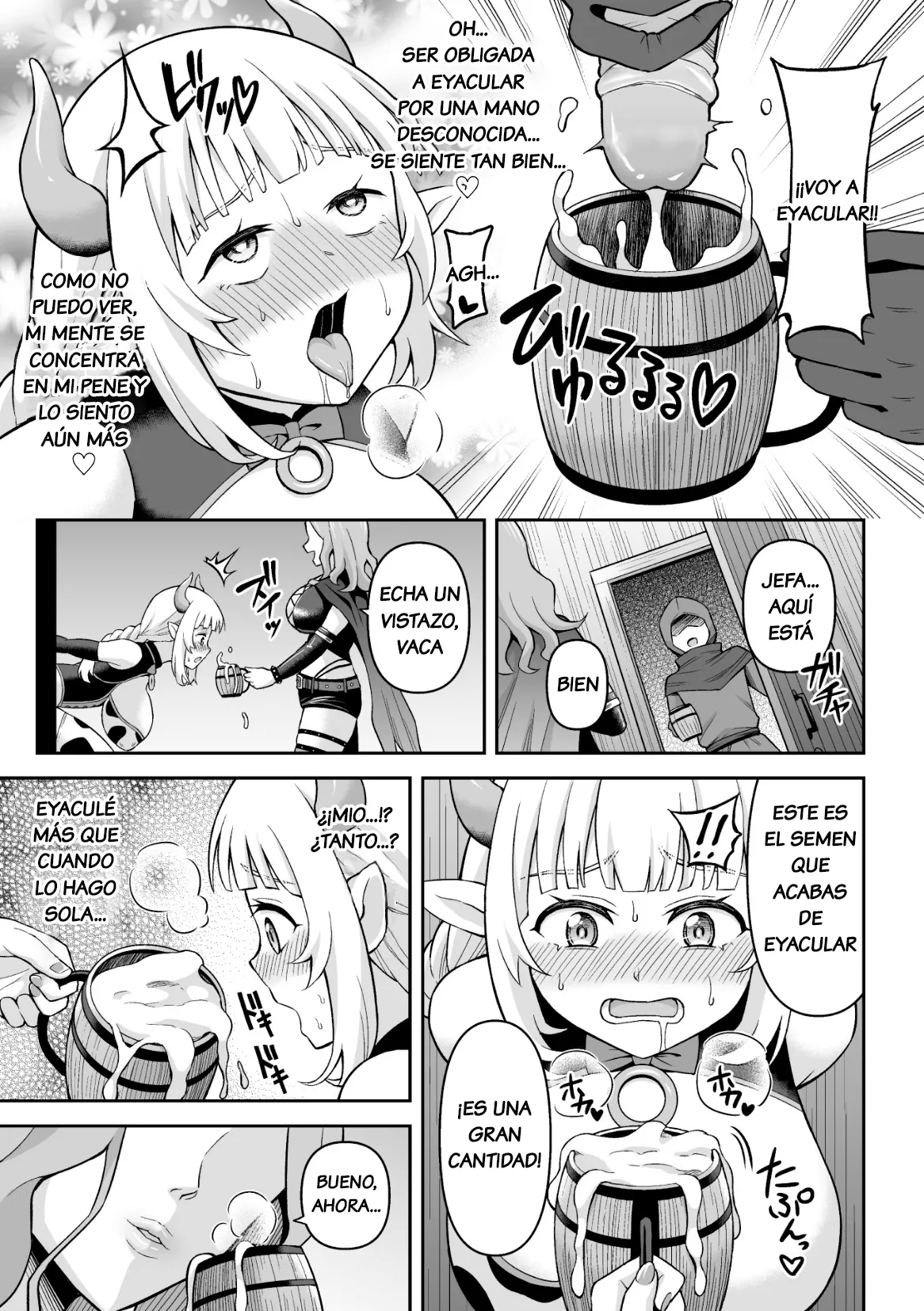 Ushi Musume no Kyousei Oschinpo Miruku | Ordeño Forzado del Pene de la Chica Vaca page 9 full