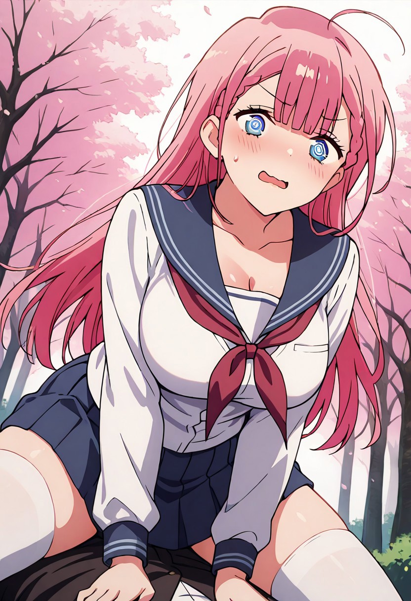 SENSEI KIRISU MAFUYU'S STRADDLE POSE: SAILOR UNIFORM &amp; ARCHED BACK page 3 full