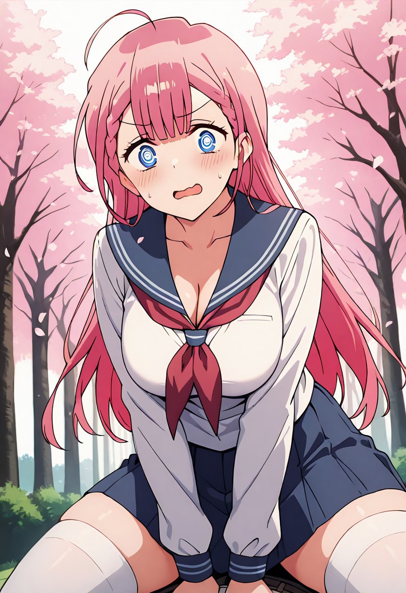 SENSEI KIRISU MAFUYU'S STRADDLE POSE: SAILOR UNIFORM &amp; ARCHED BACK page 4 full