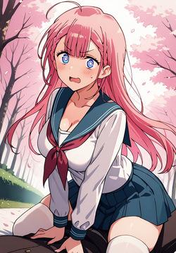 SENSEI KIRISU MAFUYU'S STRADDLE POSE: SAILOR UNIFORM & ARCHED BACK