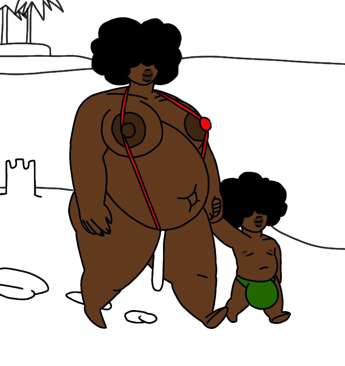 ebony mother and son on the beach page 5 full