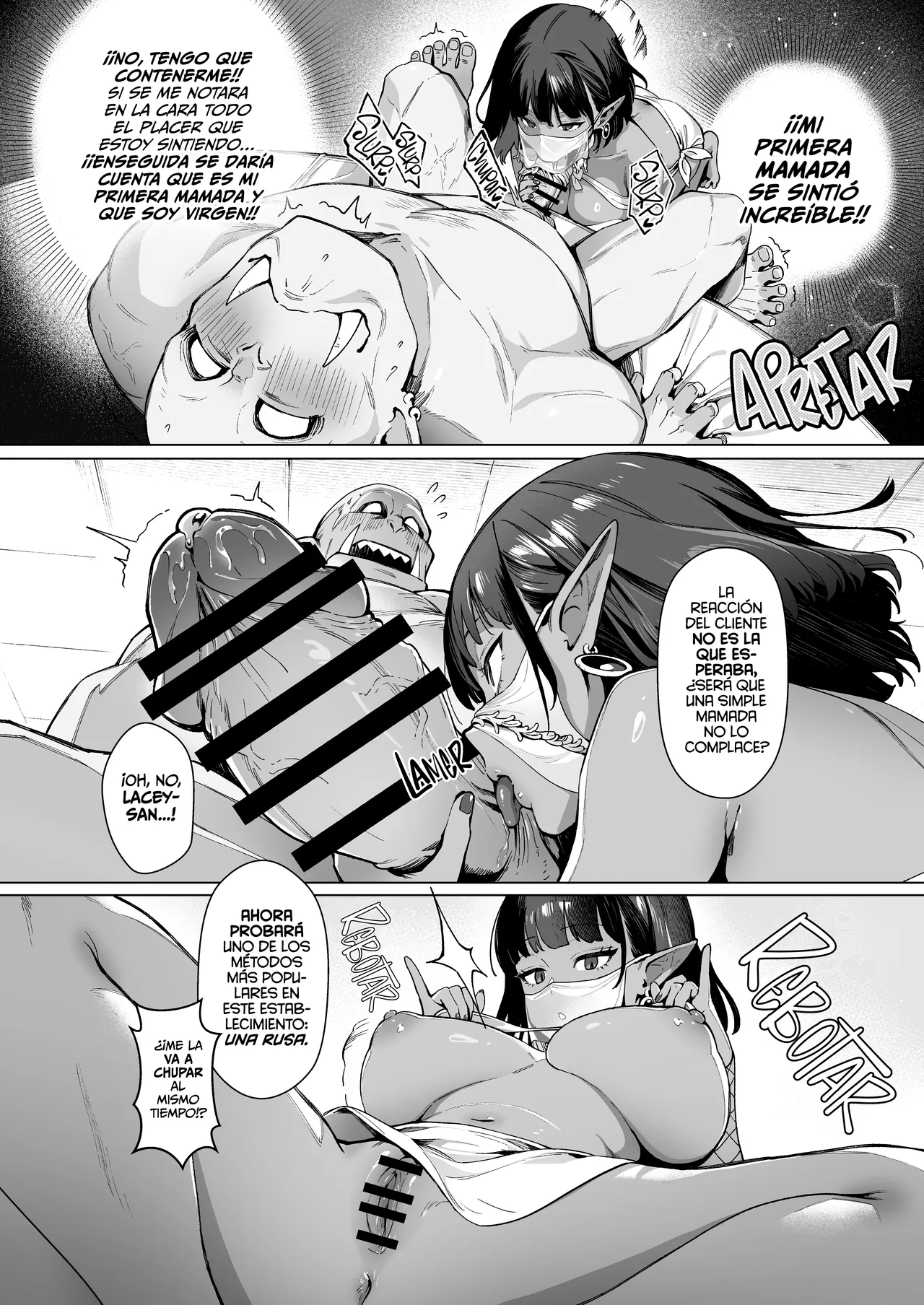 Yosei Shoukan 3-goushitsu Lacy ~Kasshoku Hada Elf o Shimei Shita Dotei Orc~ 1 | Lacey, la del Cuarto 3 en el Burdel de los Elfos: El orco Virgen Elige a una Elfa Oscura page 10 full
