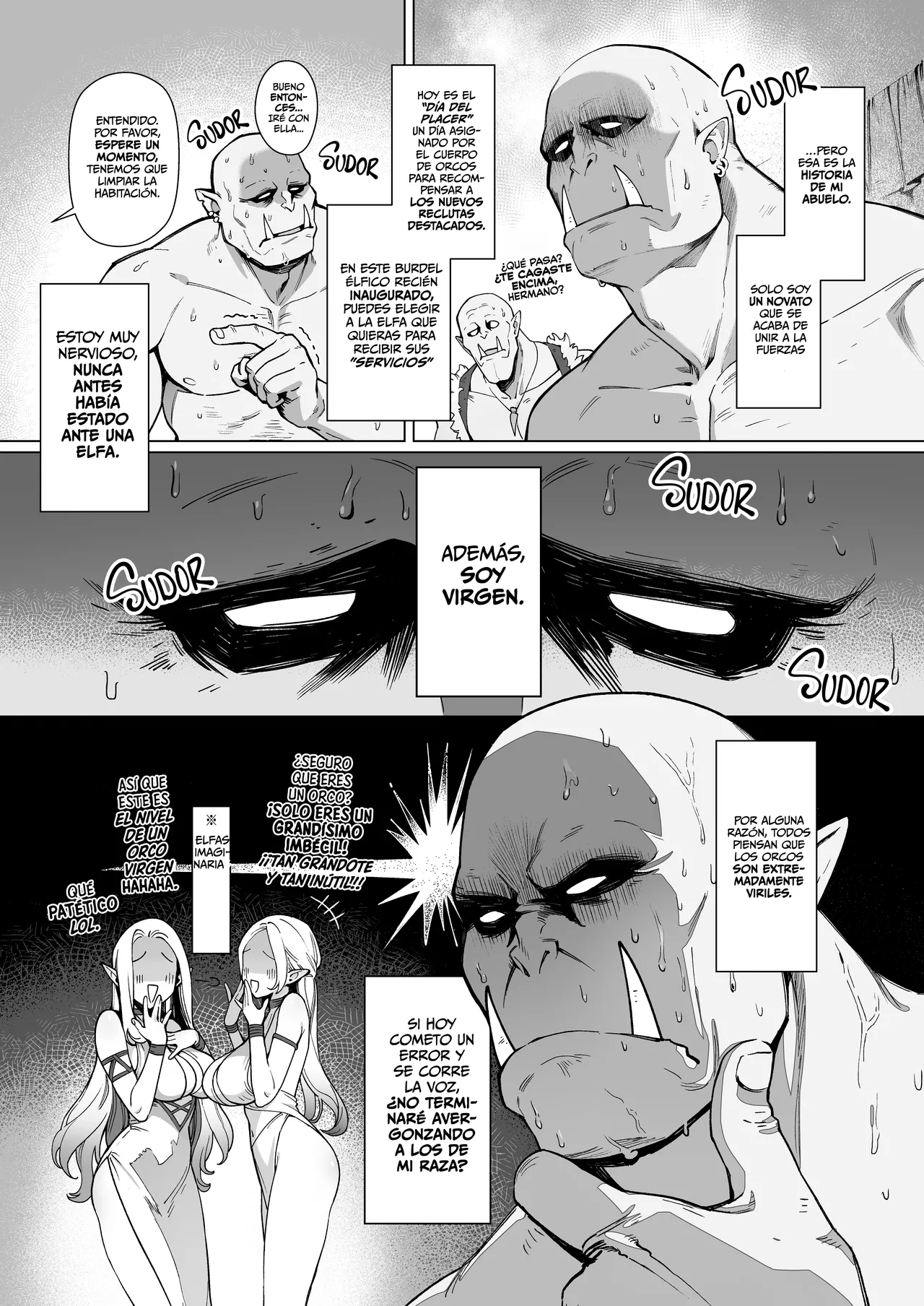 Yosei Shoukan 3-goushitsu Lacy ~Kasshoku Hada Elf o Shimei Shita Dotei Orc~ 1 | Lacey, la del Cuarto 3 en el Burdel de los Elfos: El orco Virgen Elige a una Elfa Oscura page 4 full