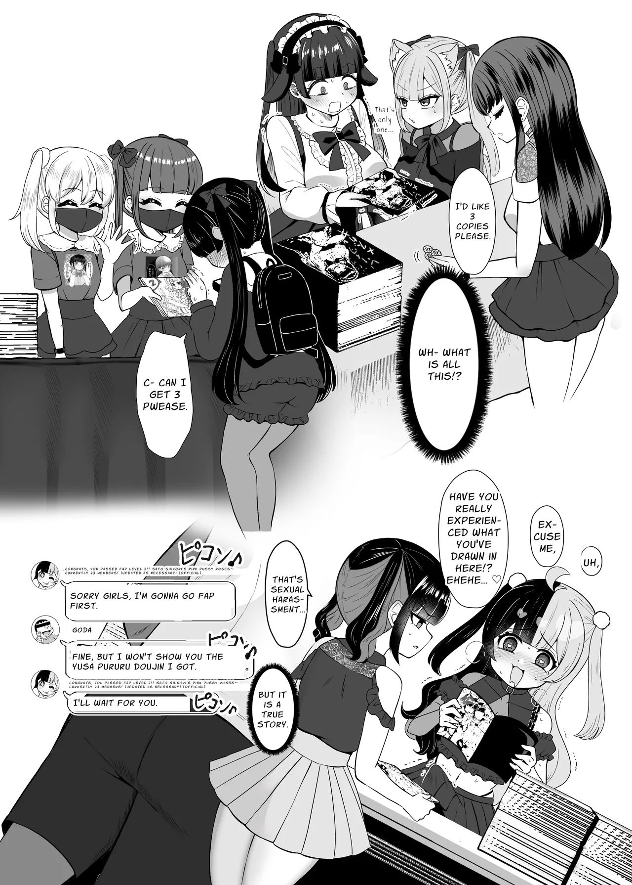 Ochinpo Joshi 3-nin, NatsuComi Senrihin Yominagara Nuite Hamete Mata Nuita. | Three Dick Girls Jerked Off To Their Summer Comiket Loot, Fucked, And Then Did It Again page 7 full