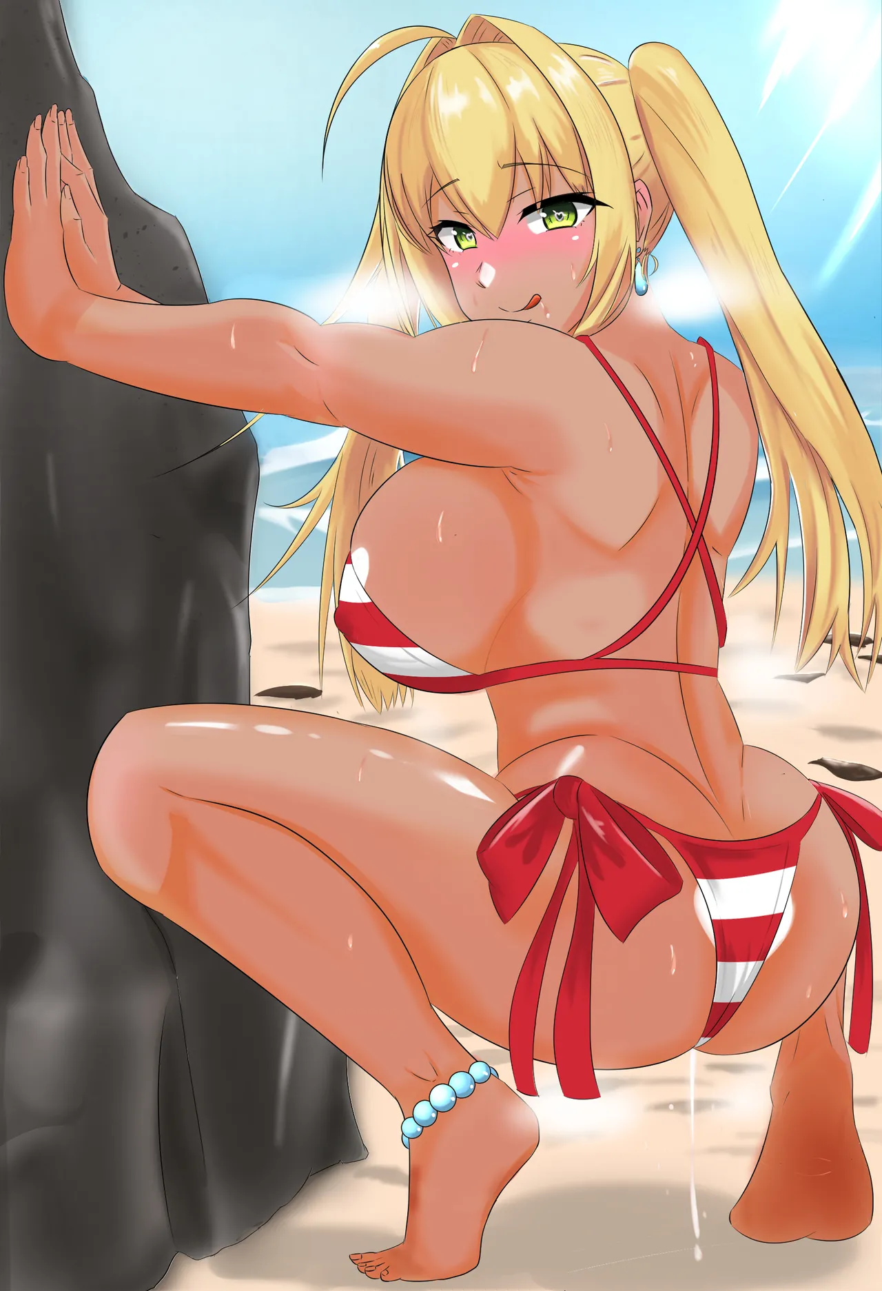 水着ネロが雌臭むわっむわにエロ蹲踞で誘惑してくるようです page 4 full