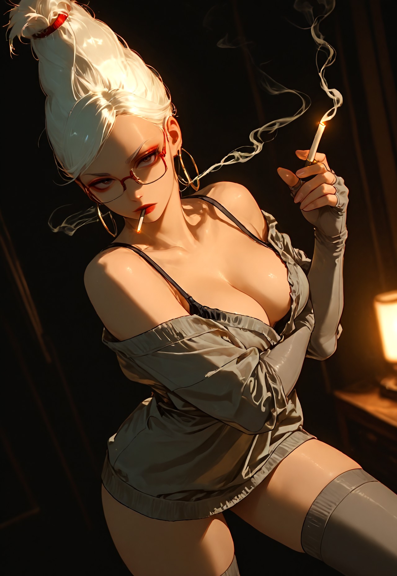 GRANNY SEIKO SMOKE POV – NIGHTGOWN TEASE page 8 full