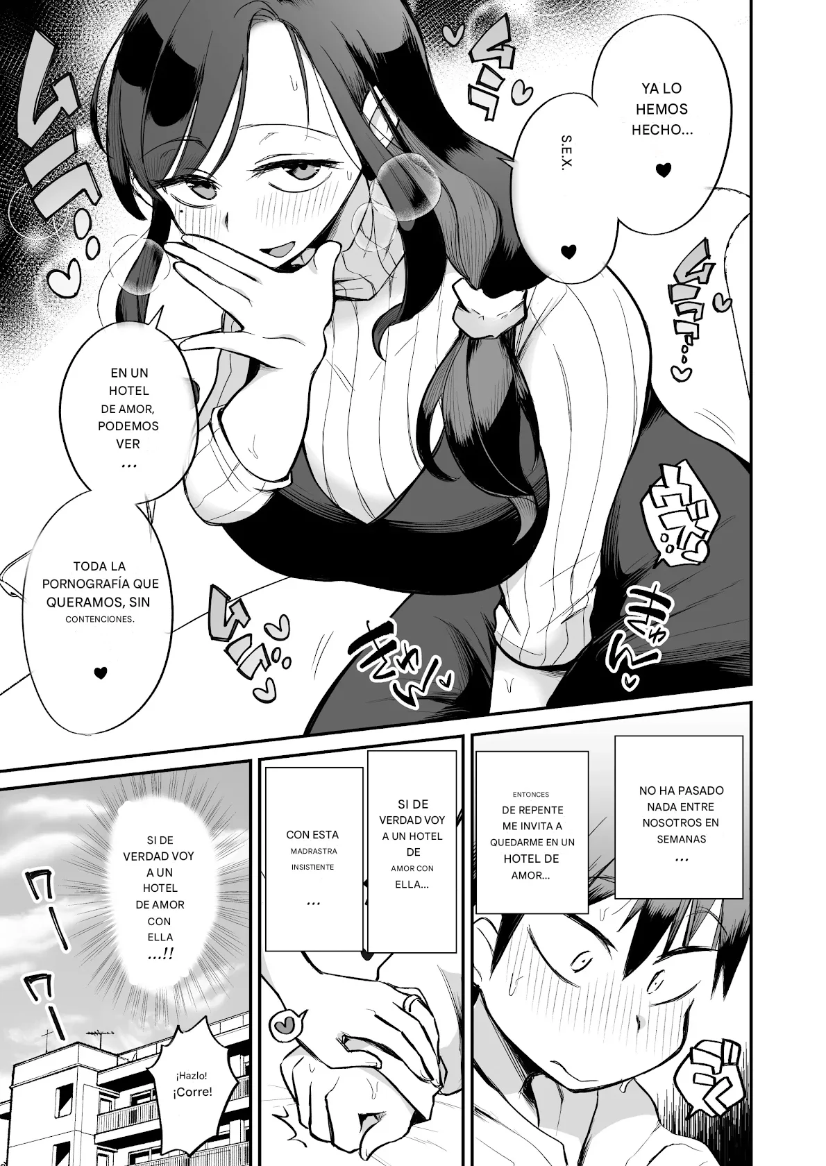 Guigui Kuru Gibo to AV Kanshou ~Love Hotel Hen~｜Mirando PORNO con Mi Empalagosa Madrastra ~En el Motel~ page 4 full