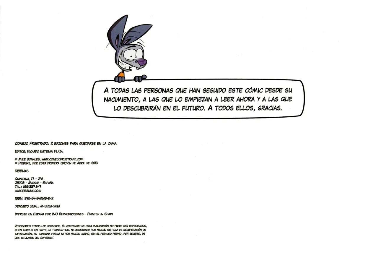 CONEJO FRUSTRADO - 2 Razones para Quedarse en la Cama - Editorial Dibbuks - Mike Bonales - Abril 2013 page 6 full